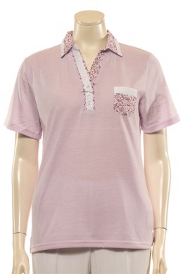 Lilla Mudflower polo shirt med blomstret krave